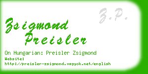 zsigmond preisler business card